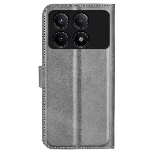 Hållbart konstläder Xiaomi Redmi K70E / Xiaomi Poco X6 Pro fodral med plånbok - Grå Silvergrå