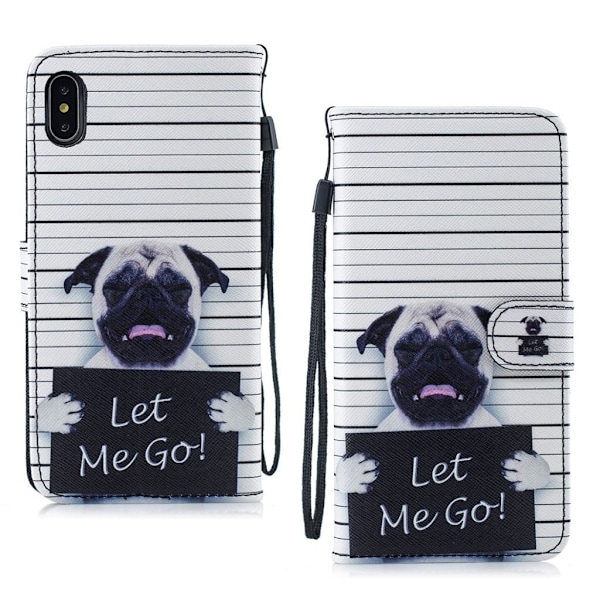iPhone Xs Max læder flip cover med mønsterprint - Let Me Go Multicolor