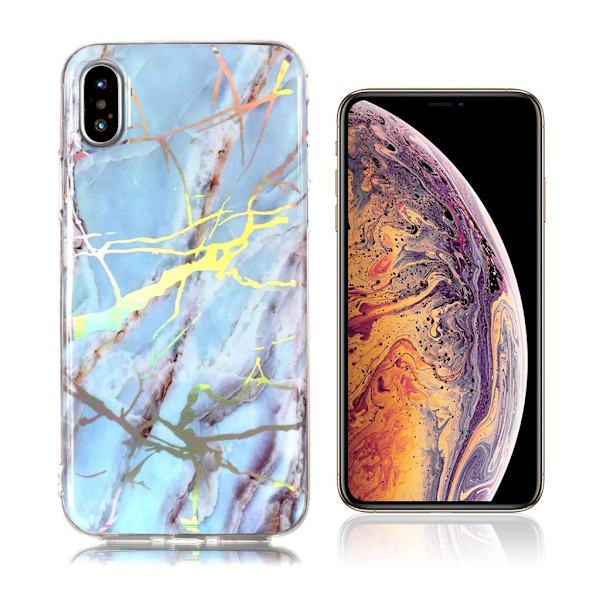 Marmormotiv iPhone Xs Max skal - Blå Blå