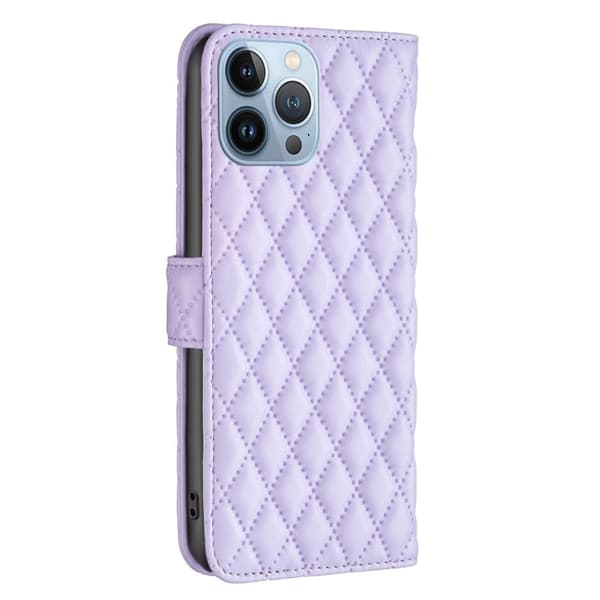 Rombuskuvioinen matta läppäkotelo iPhone 13 Pro - Violetti Purple