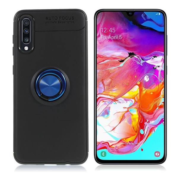 Samsung Galaxy A70 fingerringfodral - Svart / Blå Blå