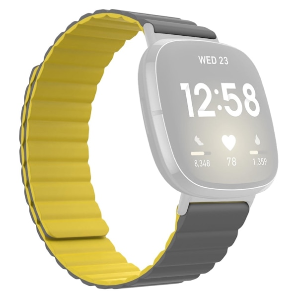 Fitbit Sense / Versa 3 silikonikellon hihna - Harmaa / Keltainen Yellow