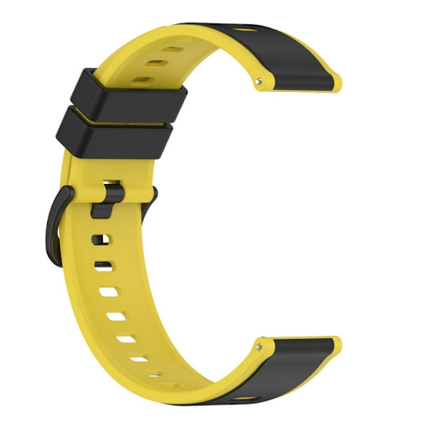 20 mm dobbeltfarvet silikoneurrem til Samsung-ur - Sort / Gul Yellow