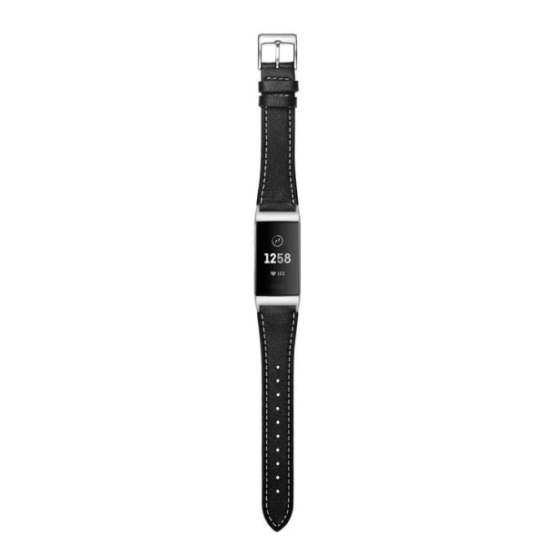 Fitbit Charge 3 durable genuine leather watch band - Black Black