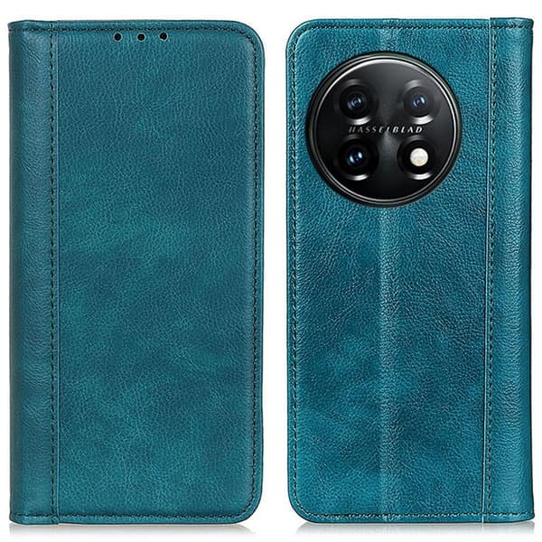 Lompakko-style Aitoa Nahkaa Läppäkotelo For OnePlus 11 - Vihreä Green
