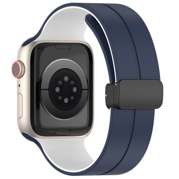 Apple Watch Series 8 (41 mm) armband i tvåfärgad silikon - Midnattsblå / Vit Blå