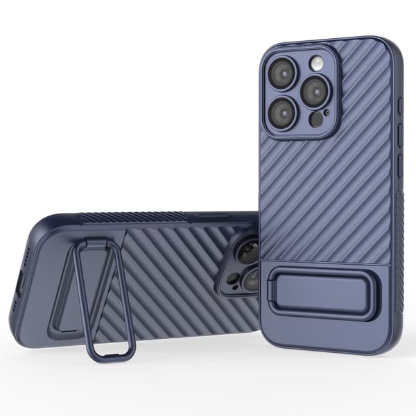 Beskyttende anti-ridse cover med kickstand til iPhone 15 Pro Silver grey