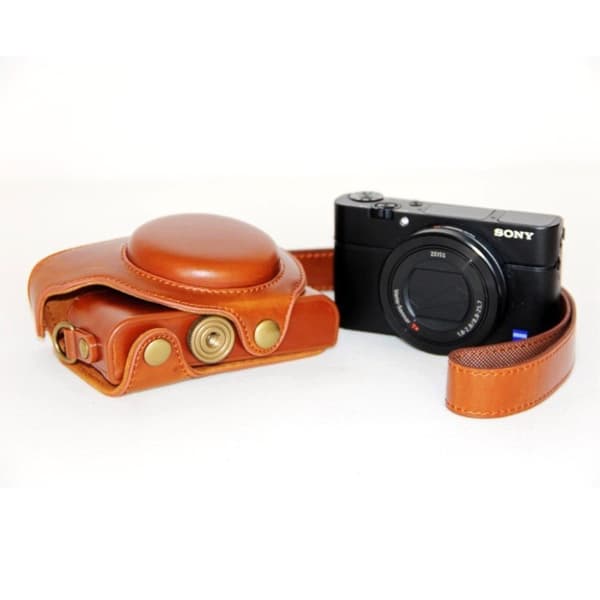 Sony DSC-RX100 Mark III IV M3 M4 Läder skydd - Ljus brun Brun