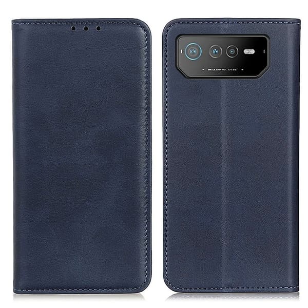 Flip Etui med Pung i Ekte Lær til ASUS Rog Phone 6 - Blå Blue
