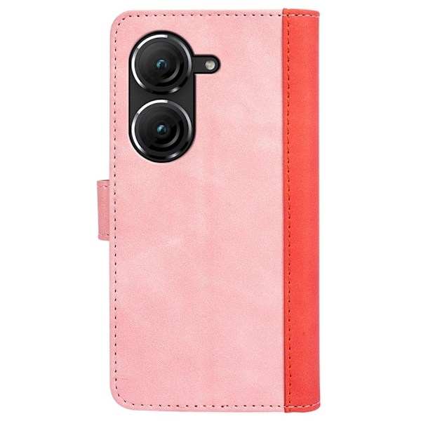 Tvåfärgat Asus Zenfone 9 fodral i läder - Rosa Rosa