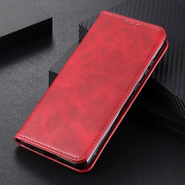 Wallet-style ægte Læder Flipcase til Samsung Galaxy A52 5G - Rød Red