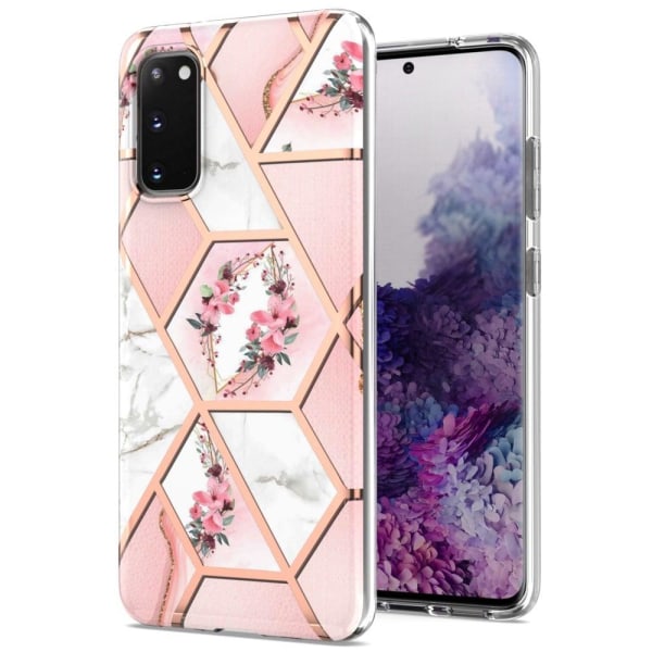 Marble Samsung Galaxy S20 Suojakotelo - Pinkki Flowers Pink