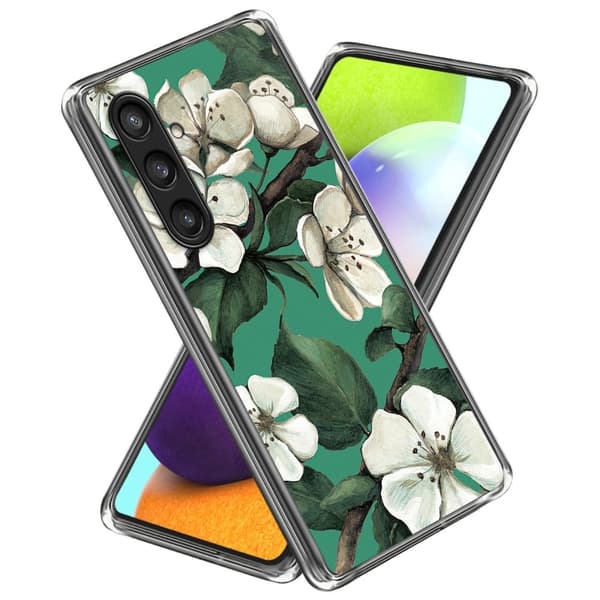 Deco Samsung Galaxy S24 cover - Hvide Blomster Green