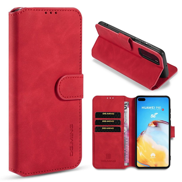 DG.MING Huawei P40 Retro Etui - Rød Red