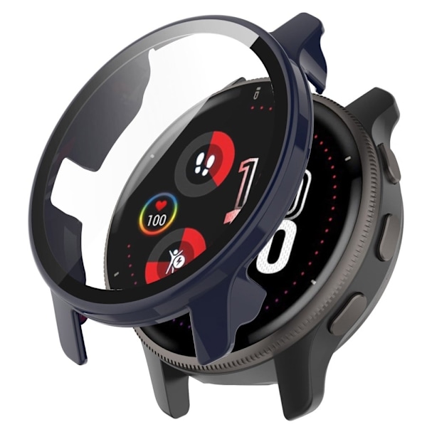Garmin Venu 2 Plus-cover med skærmbeskyttelse af hærdet glas - Mørkeblå Blue