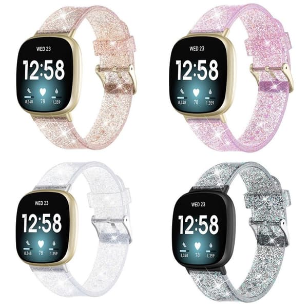 Fitbit Sense / Versa 3 glittrande pulver TPU-klockarmband - Svart Svart