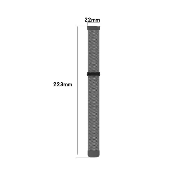 22 mm universal milanesisk klokkerem i rustfritt stål - Svart Black