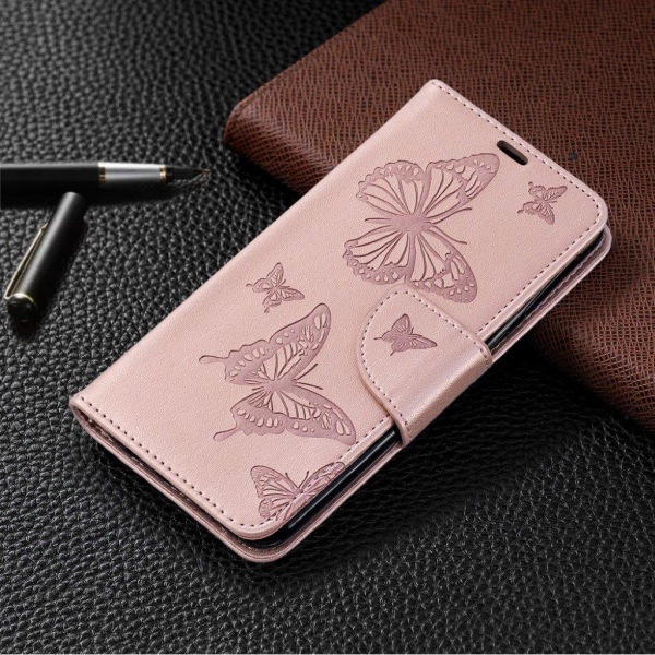 Butterfly läder Samsung Galaxy A40 fodral - Rosa Rosa