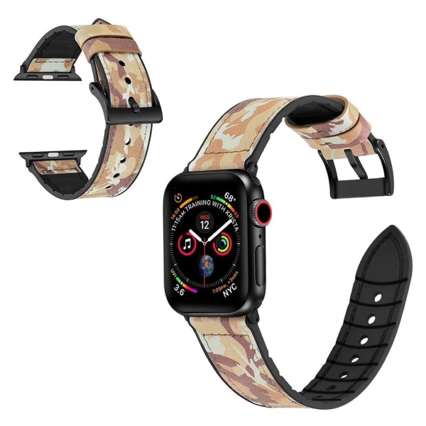 Apple Watch Series 6 / 5 44mm silikone + læderbelagt urrem - Cam Brown