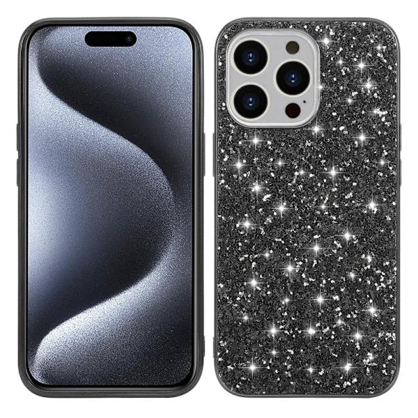 Glitter iPhone 15 Pro deksel - Svart Black