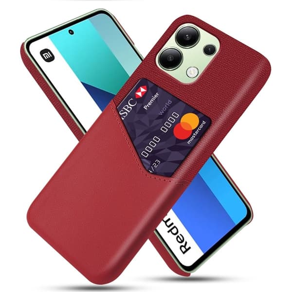 Bofink Xiaomi Redmi Note 13 4G cover med kortholder - Rød Red