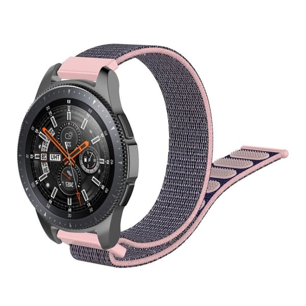 Samsung Galaxy Watch (46mm) 22mm nylon watch band - Grå / Rosa Silver grey