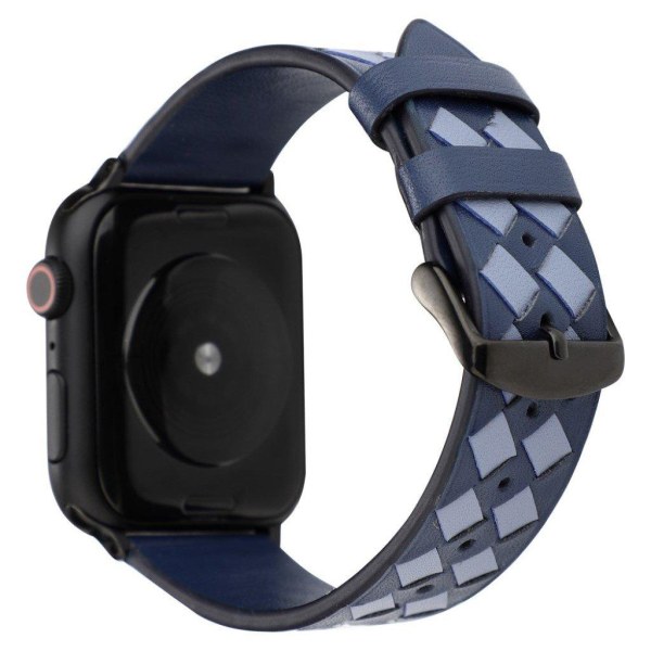 Apple Watch Series 4 40mm vævet ægte læder Urrem - Royal Blå / H Blue