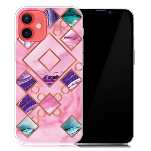 Marble iPhone 13 Suojakotelo - Rose In Diamond Shapes Multicolor