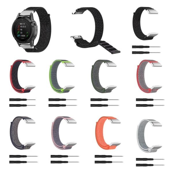 Garmin Fenix 6 / Fenix 5 nylon silmukka ranneke - Harmaa / Valkoinen Silver grey
