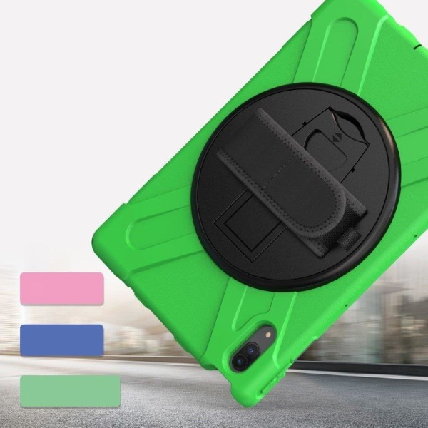360 degree kickstand + silicone case with strap for Lenovo Tab P Green