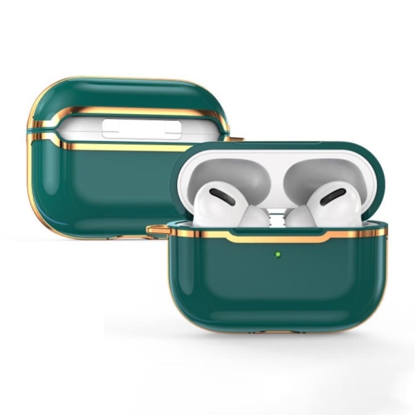 AirPods Pro 2 elektropläteringsfodral med krok - Mormorsgrå / Guld Silvergrå