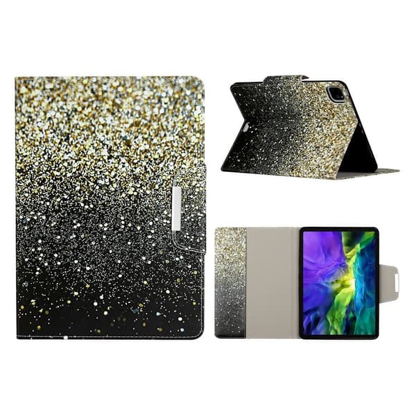 iPad Pro 11 tum (2020) / (2018) coolt mönstrat flipfodral i läder - Glittriga Element Guld