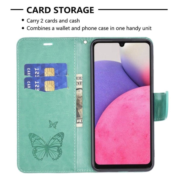 Sommerfugl Samsung Galaxy A33 5G Flip Etui - Grøn Green