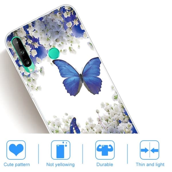 Butterfly Huawei P40 Lite E skinnveske - Blå Sommerfugl Multicolor