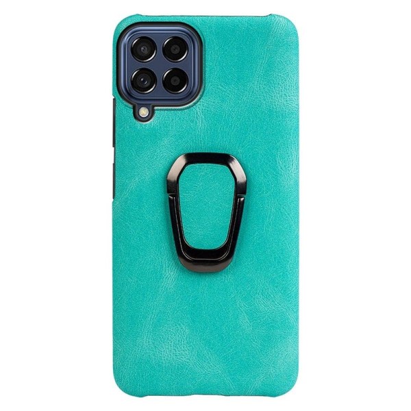 Stødsikkert lædercover med oval kickstand til Samsung Galaxy M53 5G - Cyan Green