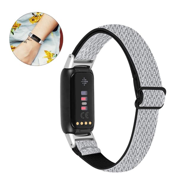 Fitbit Luxe elastiskt klockarmband i nylon - Svart / Vit Vit