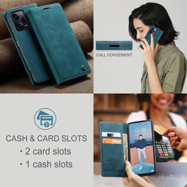 CaseMe Xiaomi Poco X5 / Redmi Note 12 Vintage Suojakotelo - Sininen Blue