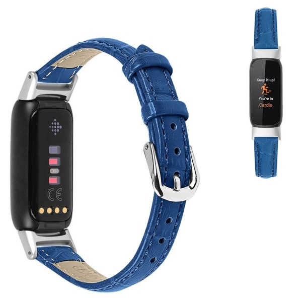 Fitbit Luxe croc-style genuine leather watch strap - Blue Blå
