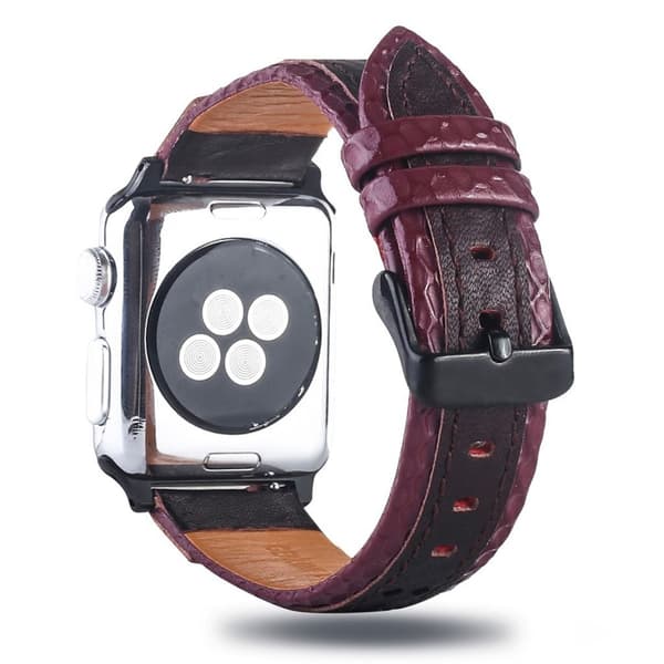 Apple Watch Series 4 40mm erstatnings urrem i lædermateriale - Brun/Rød Multicolor