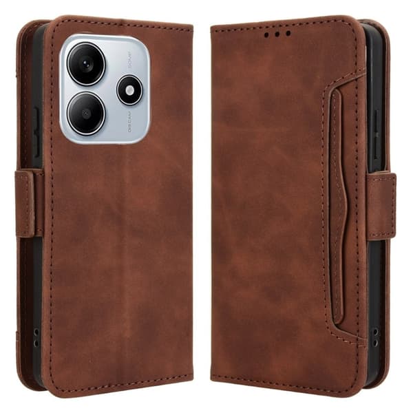 Modernt Xiaomi Redmi Note 14 5G fodral med plånbok - Brun Brun