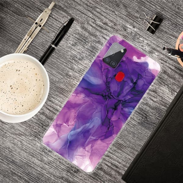marmor Samsung Galaxy A21s etui - Dreamy lilla marmor Purple
