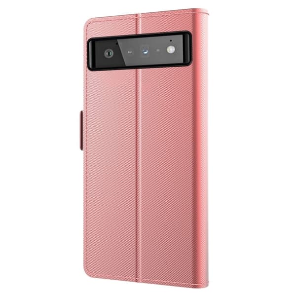 Phone Etui med Make-up Mirror og Slick Design til Google Pixel 6 - Rose Gull Pink