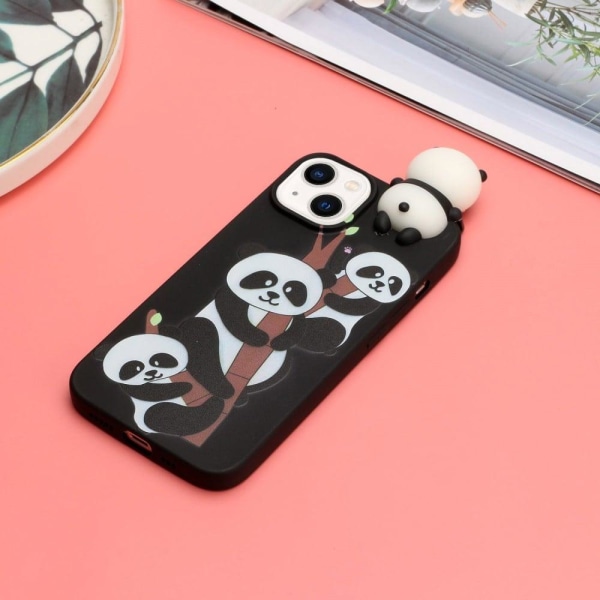 Cute 3D iPhone 14 cover - Tre Pandaer Black