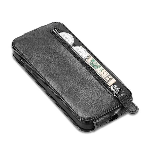 Vertikalt iPhone 12 Mini fodral med dragkedja - Svart Svart