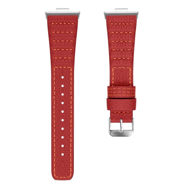 Huawei Watch Fit 3 Watch Strap Stitching Lines Wave Vegan Leather Wrist Band - Red Red