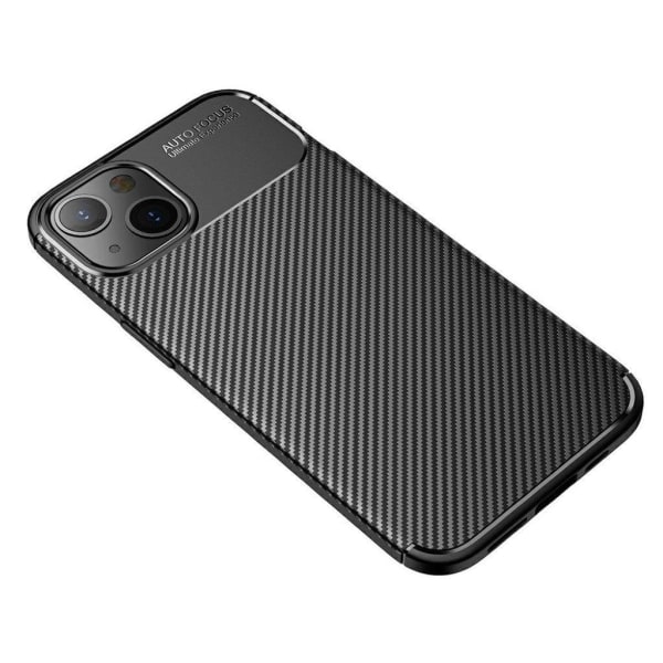 Carbon Fiber Texture Drop Resistant Flexible mobil cover iPhone 13 6.1-inch - Sort Black