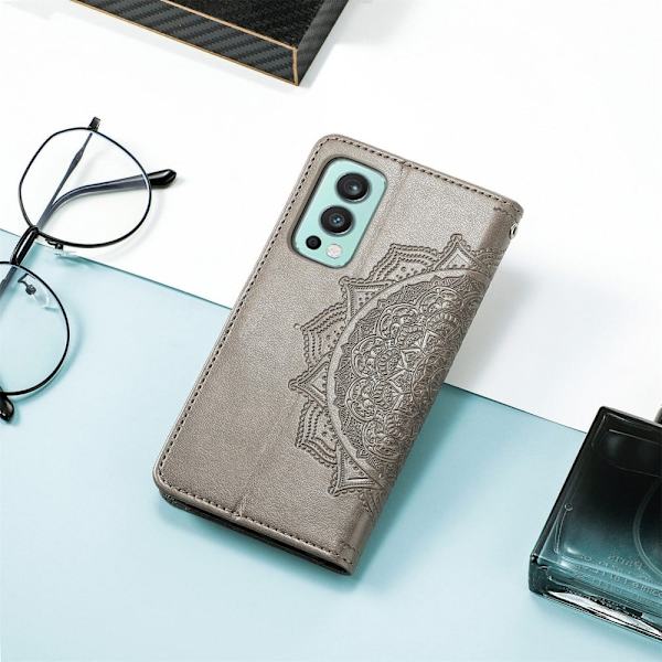 Mandala OnePlus Nord 2 5G Flip Etui - Grå Silver grey