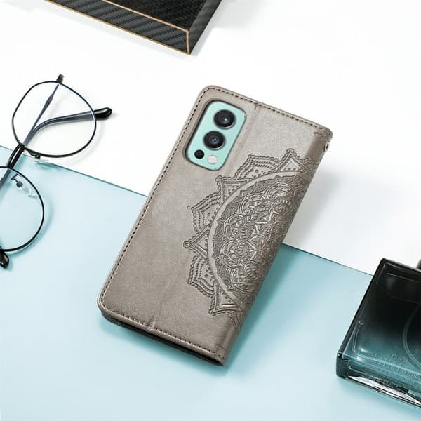 Mandala OnePlus Nord 2 5G Flippetui - Grå Silver grey