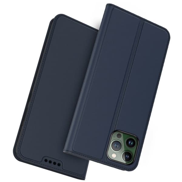 Glatt og tynt premium PU-skinnetui for iPhone 14 Pro Max - Blå Blue
