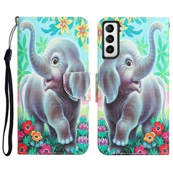 Wonderland Samsung Galaxy S22 Läppäkotelo - Elephant Multicolor
